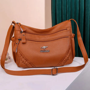 Soft Leather Multi-Layer Messenger Bag Women's Crossbody Bag