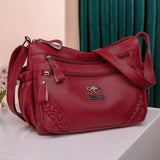 Soft Leather Multi-Layer Messenger Bag Women's Crossbody Bag