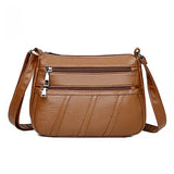 Soft Leather Women's Shoulder Messenger Bag Multi-layer Large Capacity