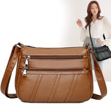 Soft Leather Women's Shoulder Messenger Bag Multi-layer Large Capacity
