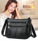 Soft Leather Women's Shoulder Messenger Bag Multi-layer Large Capacity