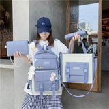 Teenager Girls School Bags 4-Piece Backpack Shoulder Bag for Women