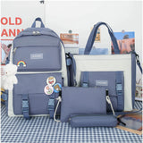 Teenager Girls School Bags 4-Piece Backpack Shoulder Bag for Women