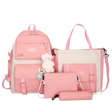 Teenager Girls School Bags 4-Piece Backpack Shoulder Bag for Women