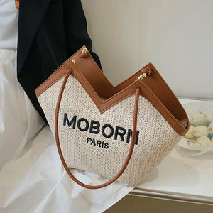 Large Capacity Straw Tote Shoulder Bag for Women