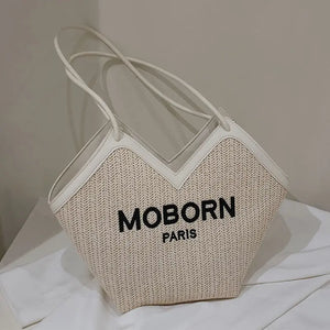 Large Capacity Straw Tote Shoulder Bag for Women