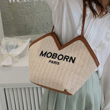 Large Capacity Straw Tote Shoulder Bag for Women