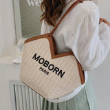 Large Capacity Straw Tote Shoulder Bag for Women