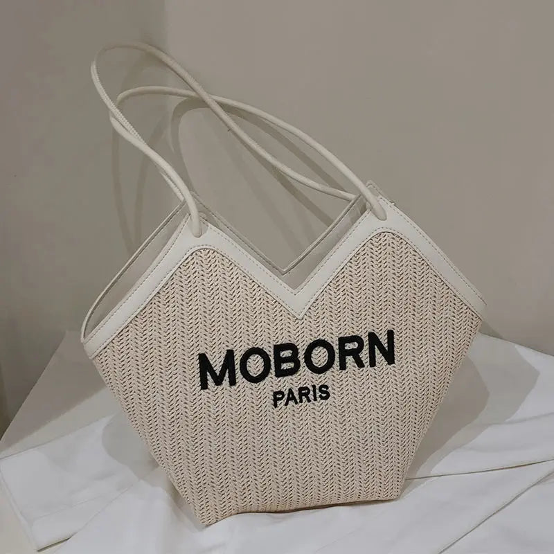 Large Capacity Straw Tote Shoulder Bag for Women