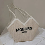 Large Capacity Straw Tote Shoulder Bag for Women