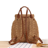 Women's Straw Backpack Beach Bag Handbag