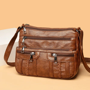 Women's PU Leather Messenger Shoulder Bag Large Capacity Crossbody