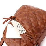 Women's Small Leather Shoulder Bag Diamond Embroidery Retro Mobile Phone Bag