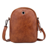 Women's Small Leather Shoulder Bag Diamond Embroidery Retro Mobile Phone Bag