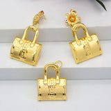 Dubai Plated Jewelry Set Bag Pattern Earrings Necklace Pendant Sets
