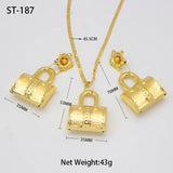 Dubai Plated Jewelry Set Bag Pattern Earrings Necklace Pendant Sets