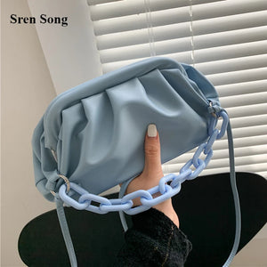 Dumpling Handbags Female Shoulder Bags Underarm Bag Fold Cloud Crossbody Bags