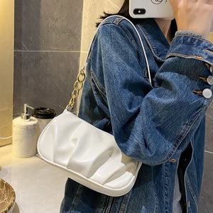 Women's Small Chain Messenger Bag Soft Shoulder Handbag