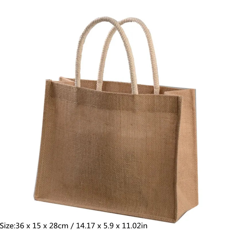 Durable Burlap Tote Shopping Bag Jute Reusable Grocery Bag