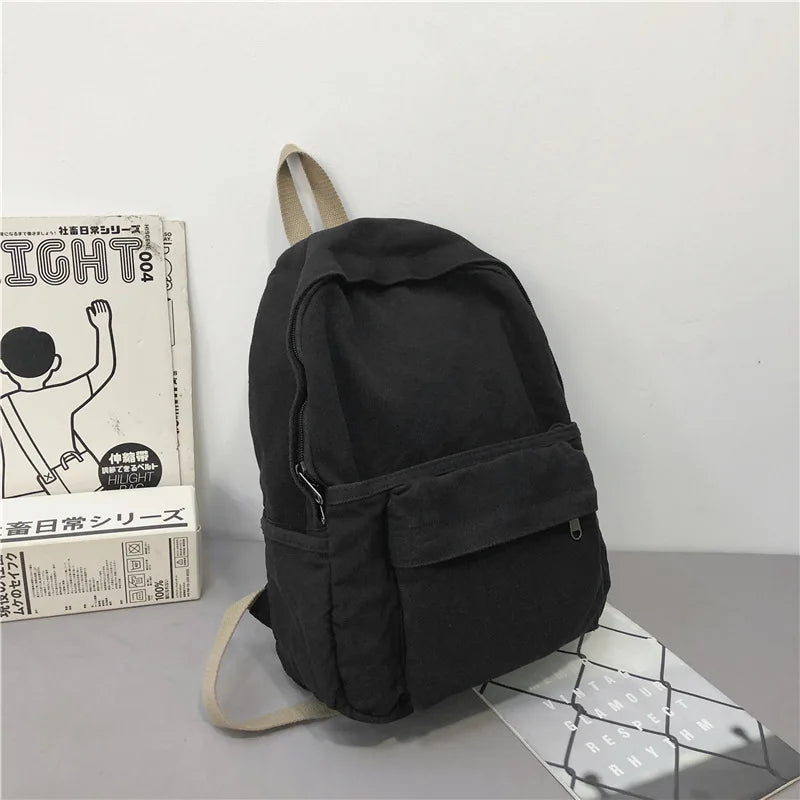 Canvas Women Backpack Student Rucksack Female Travel Bag