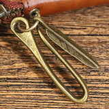 Cowhide Leather Car Key Holder Bag w/ 6 Hooks & Zipper