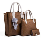 Women Leather 3 Piece Shoulder Crossbody Bag Clutch Wallet Retro Bag Set