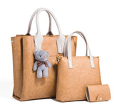 Women Leather 3 Piece Shoulder Crossbody Bag Clutch Wallet Retro Bag Set