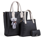 Women Leather 3 Piece Shoulder Crossbody Bag Clutch Wallet Retro Bag Set