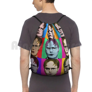 Dwight Schrute Diptych Backpack Drawstring Bags Gym Bag Waterproof