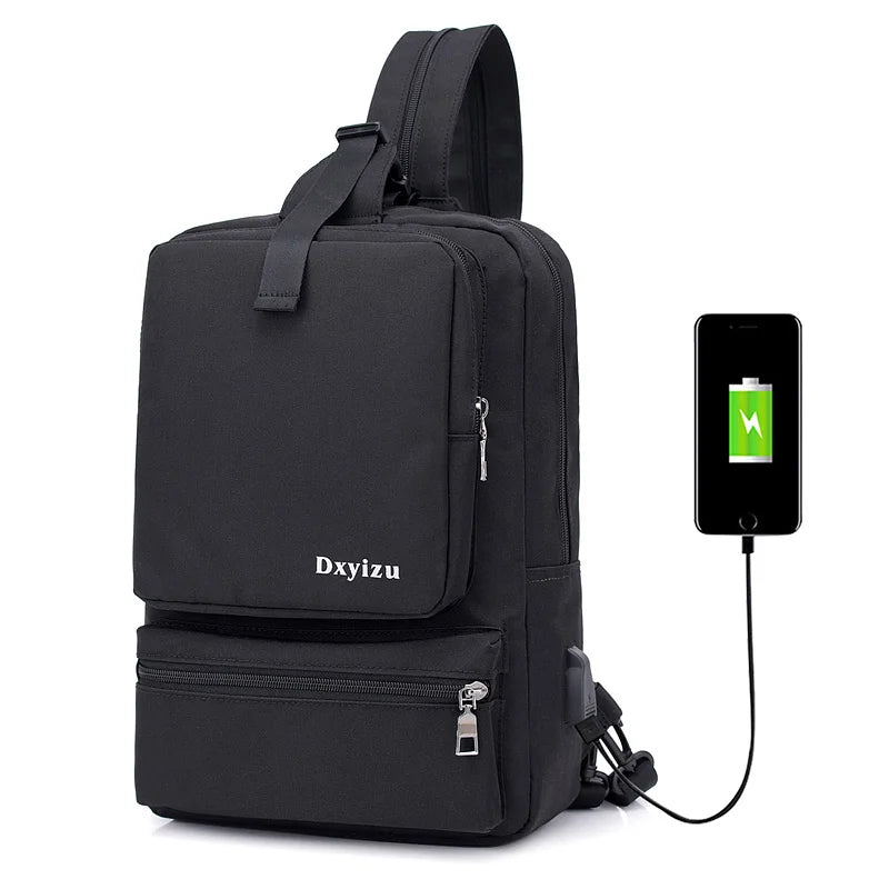 Dxyizucanvas Chest Bags Backpack Multi-pockets Men Bags Causal Shoulder Bags