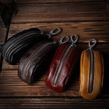 Genuine Leather Car Key Case Holder Zipper Bag