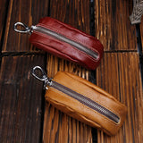 Genuine Leather Car Key Case Holder Zipper Bag