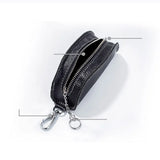 Men Key Bag Cow Leather Key Auto Key Case Bag Pouch Zipper Keychain