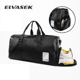 Large Capacity Travel Bag Women Men PU Leather Gym Duffle Bag