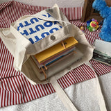 ELVASEK Canvas Shopping Bag Letters Print Cotton Shoulder Women Eco H