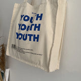ELVASEK Canvas Shopping Bag Letters Print Cotton Shoulder Women Eco H
