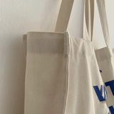 ELVASEK Canvas Shopping Bag Letters Print Cotton Shoulder Women Eco H
