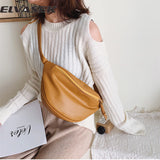 ELVASEK Waist Bag Women Fanny Pack Large Capacity Crossbody Chest Bags Banana PU