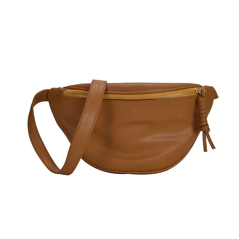 ELVASEK Waist Bag Women Fanny Pack Large Capacity Crossbody Chest Bags Banana PU