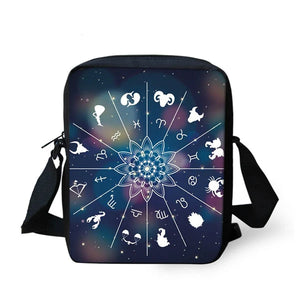 ELVISWORDS 12 Constellations Print Messenger Bag Boys Girls Handbag