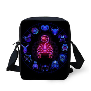 ELVISWORDS 12 Constellations Print Messenger Bag Boys Girls Handbag