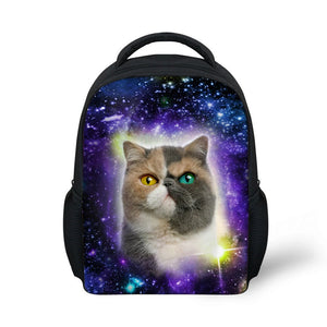 ELVISWORDS Galaxy Cat Dog School Backpack