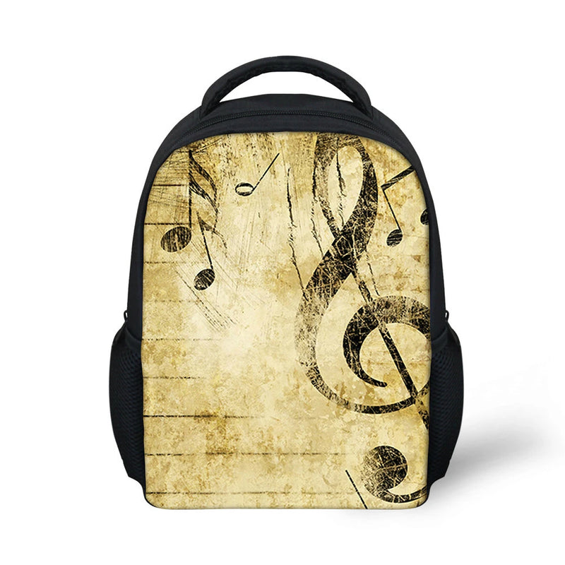 ELVISWORDS Kids School Bags Retro Music Notes Pattern Backpack Boys Girls