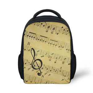 ELVISWORDS Kids School Bags Retro Music Notes Pattern Backpack Boys Girls