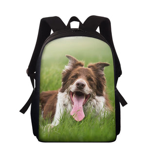 Dog Printing Backpack For Boys Girls Teen 15 Inch School Bags
