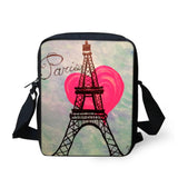 Eiffel Tower Print Messenger Bag Girls Shoulder Travel Handbag