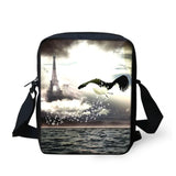 Eiffel Tower Print Messenger Bag Girls Shoulder Travel Handbag