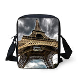Eiffel Tower Print Messenger Bag Girls Shoulder Travel Handbag