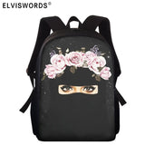 Islamic Girl Eyes Printing Book Bags for Girls Boys Women Backpack