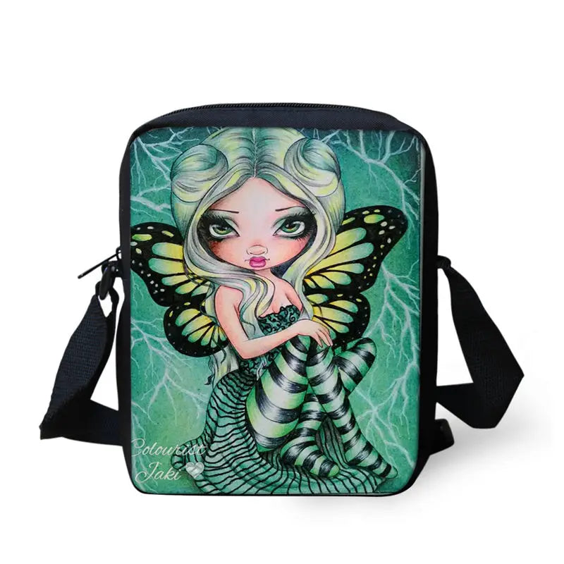 ELVISWORDS Gothic 3d Print Messenger Bags Girls Mini Totes Women Crossbody Bag